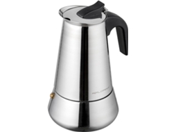 Máquina De Café Expresso De Aço Inoxidável De 300 Ml Com 6 Xícaras E Alça Curva, Compatível Com Todos Os Fogões Zeuxo