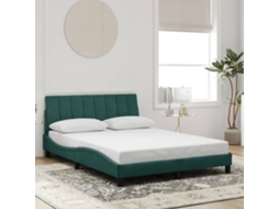 Estrutura De Cama Sem Colchão 140x200 Cm Veludo Verde-escuro