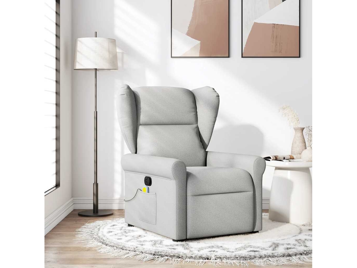 Vidaxl Cadeira De Massagem Reclinável Tecido Cinzento