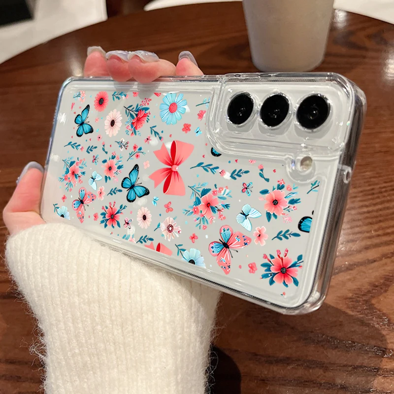 (a829) Capa De Celular Galaxy S23 Ultra Roxa Com Borboleta, Capa Macia