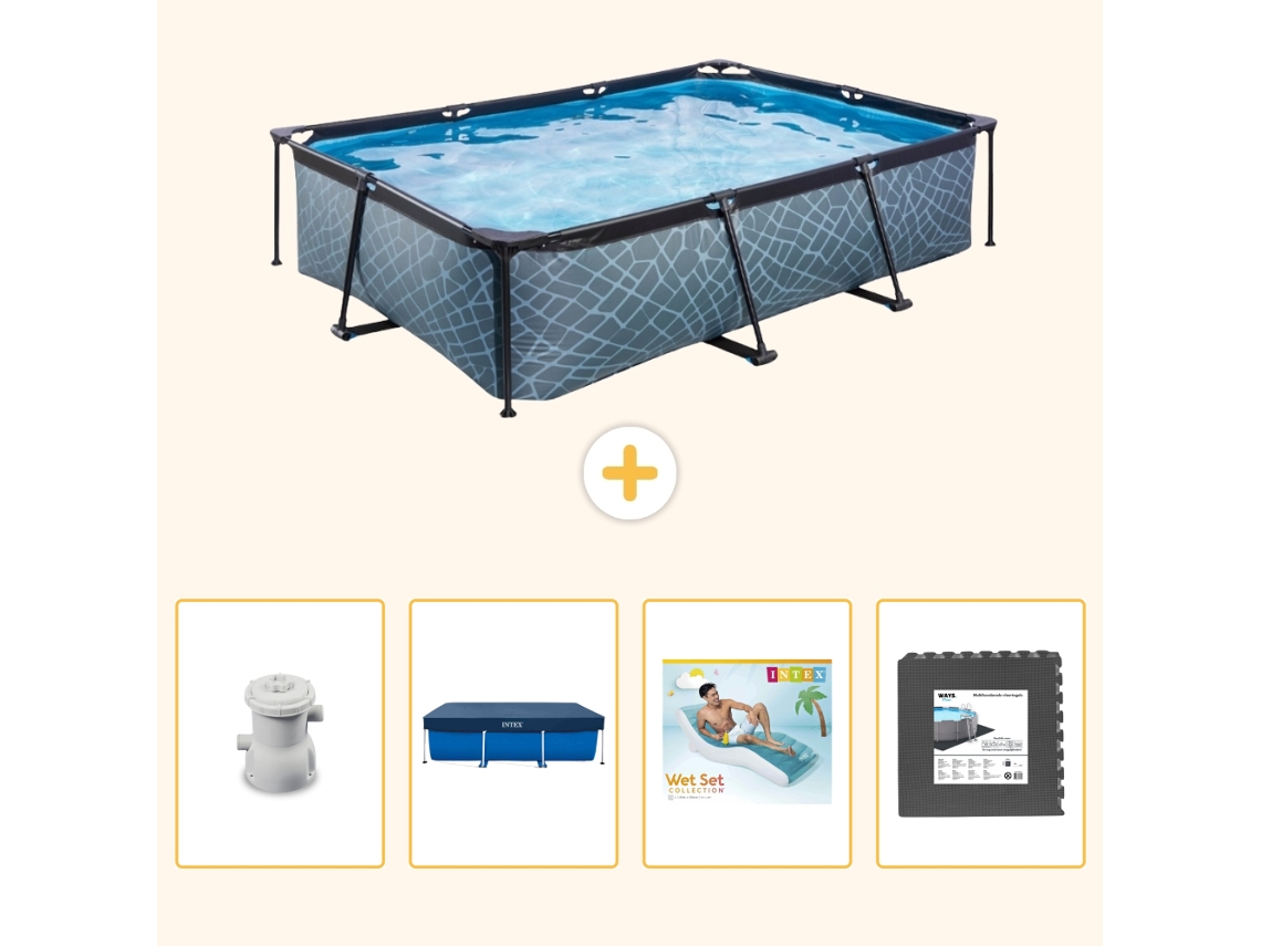 Exit-toys Piscina Exit Retangular - Efeito Pedra - 300x200x65 Cm - 5-peças S223