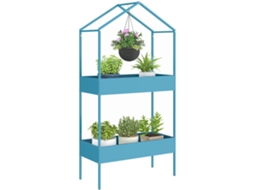 Suporte para Plantas de 2 Níveis com Gancho, CHEZMOI (azul esverdeado)