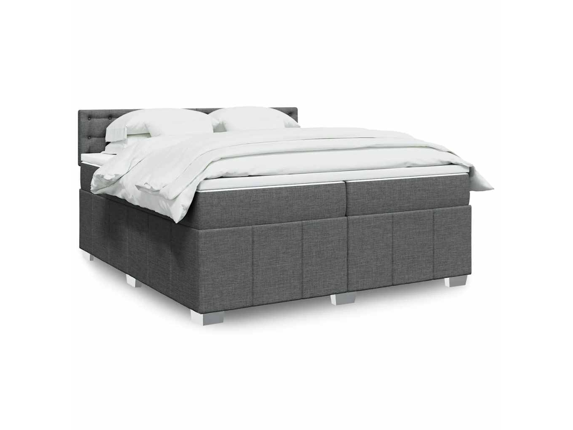Vidaxl Cama Com Molas/colchão 200x200 Cm Tecido Cinzento-escuro