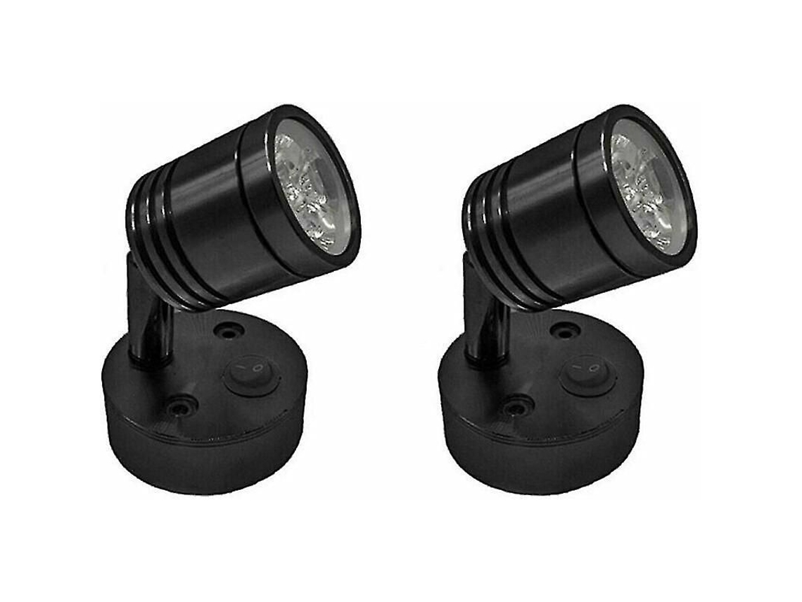 Lâmpada Led Para Veículos Dc 12v, 6000k Luz Natural, 3w Econômica, Ângulo Ajustável, 2 Unidades Preto 9x6x4cm