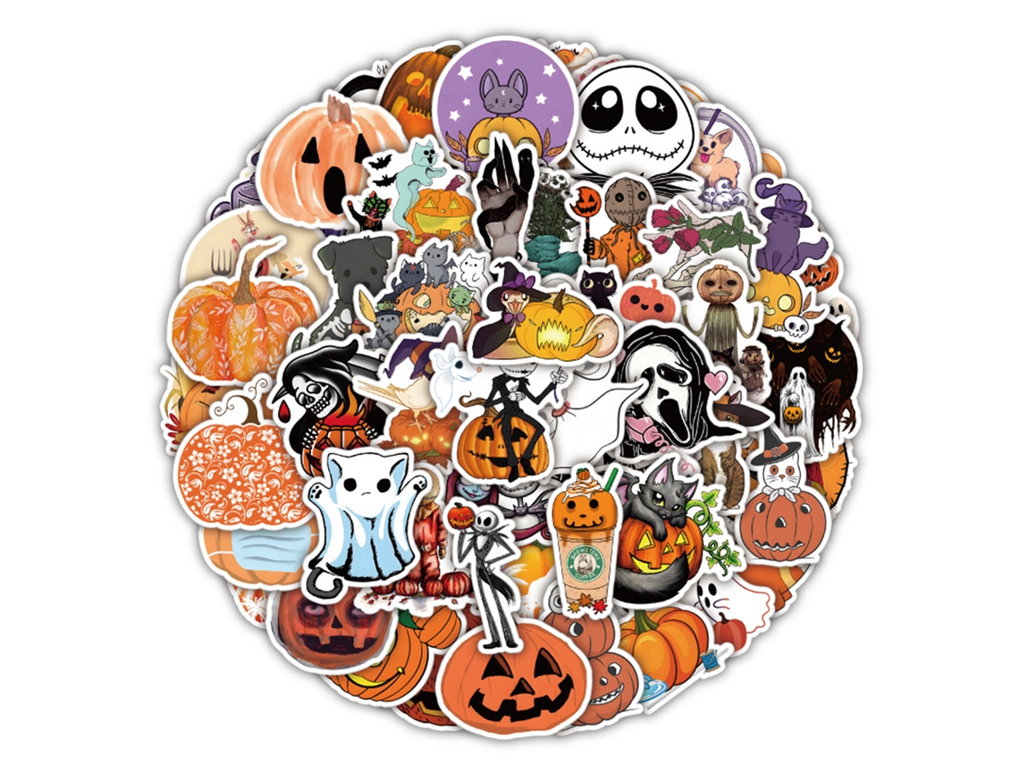 Adesivos Halloween Cabeça De Abóbora Transfronteiriços 50 Unidades