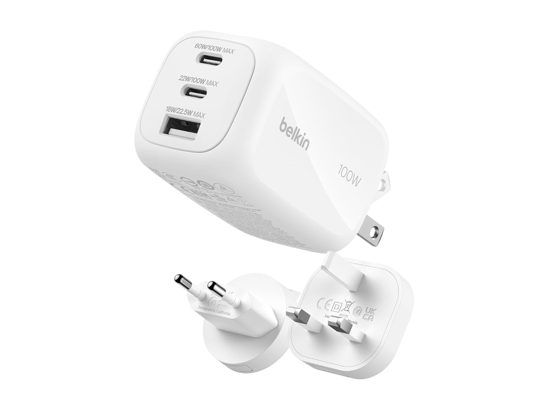 Carregador de Rede Gan De 5 AE 100 W Com 2 Portas Usb-c E Usb-a, Compatível Com Pd 3.0 E Pps