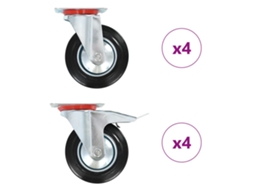 Vidaxl 8 Pcs Rodas Giratórias 160 Mm