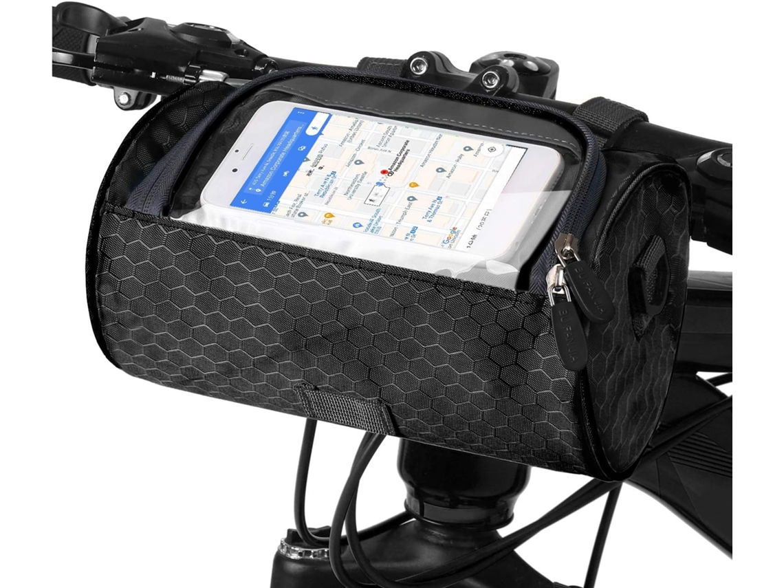 Bolsa De Guidão Para Bicicleta Bolsa Telefone Transparente Alça Ajustável Preto Dureforward