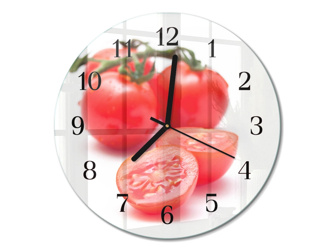 Relógio De Parede De Vidro Tomates Espelharte (30 Cm)