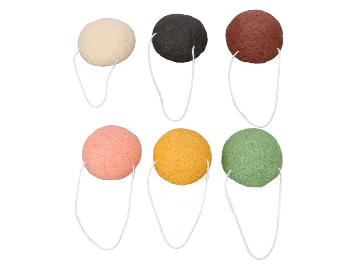 Kit De 6 Esponjas De Limpeza Facial Konjac Para Limpeza Profunda E Exfoliação