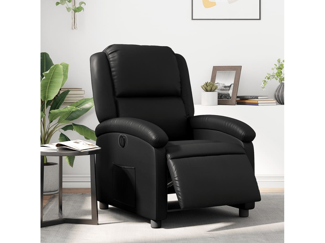 Vidaxl Poltrona Reclinável Elétrica Couro Artificial Preto