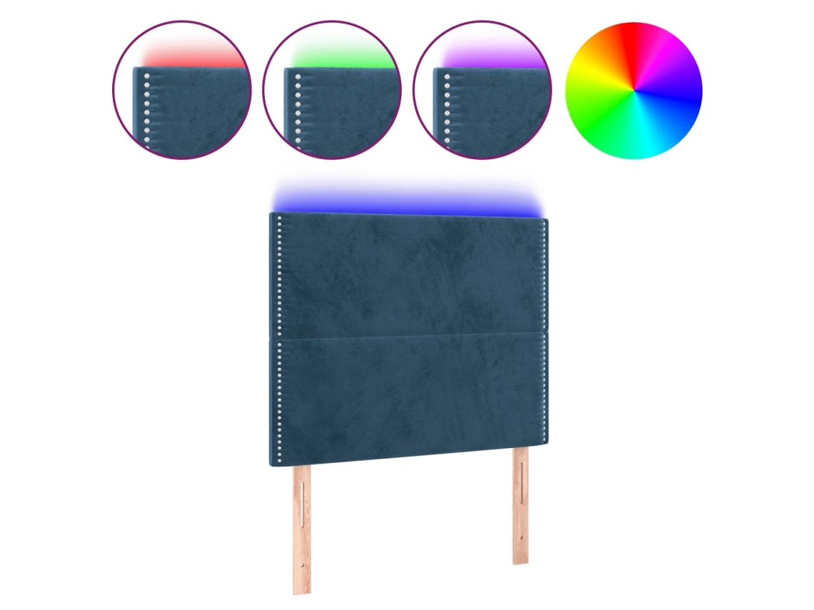 Led Headboard, Led Headboards Vidaxl Azul Veludo (100 X 5 X 118/128 Cm)