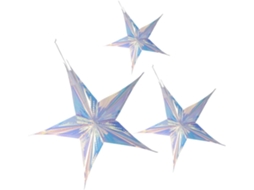 Conjunto De 3 Enfeites De Parede Em Forma De Estrela Em Pvc Iridescente, Ideais Para Pendurar E Decorar Aniversários.