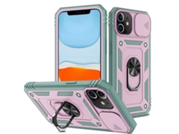 Suporte Casa Slide Câmara Para Iphone 12 Pele Sintética Rosa