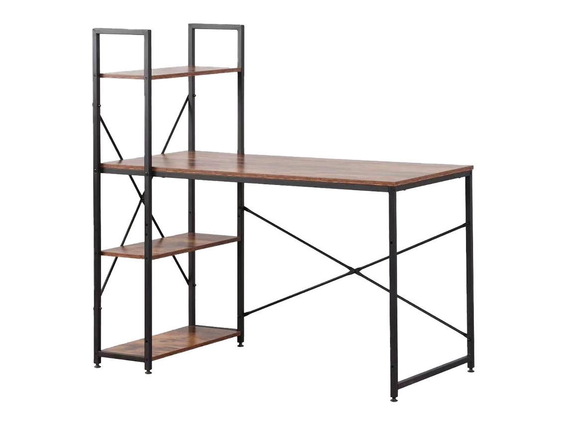 Mesa de escritório com prateleira EDM 75196 (Preto - Madeira - Metal)