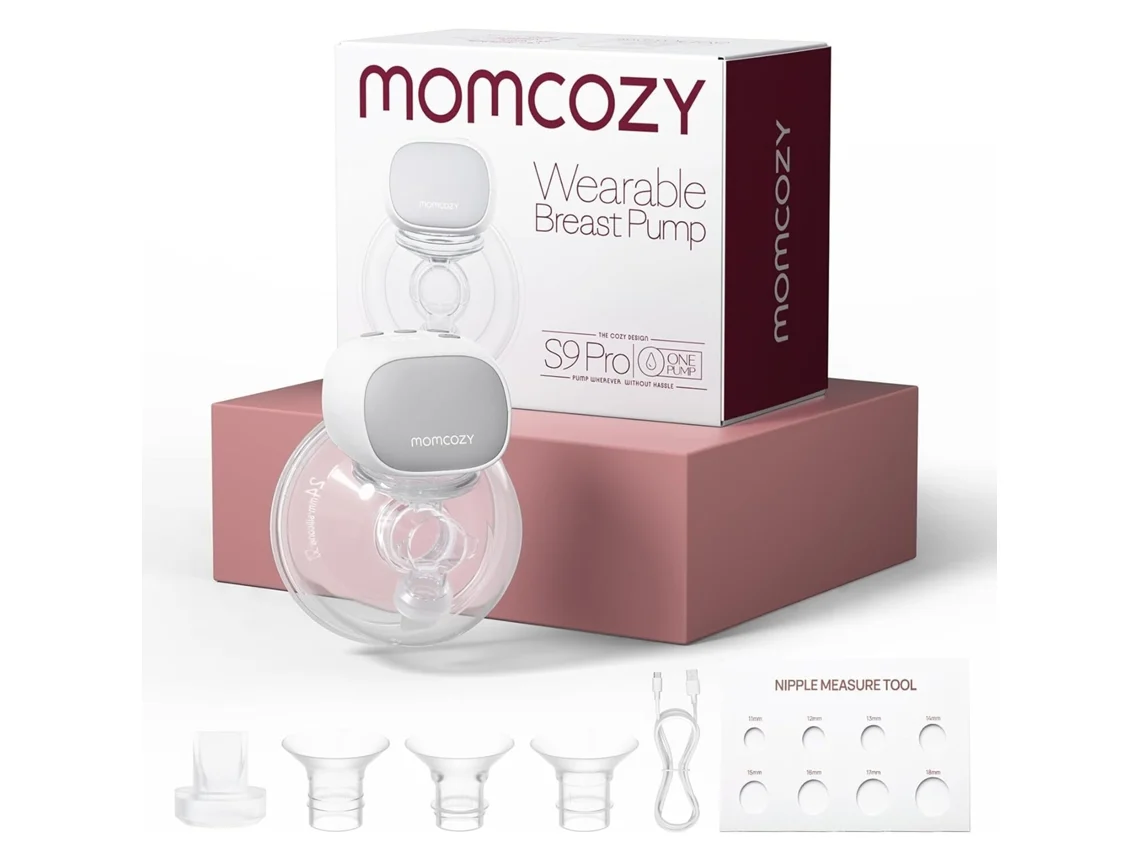 Bomba Tira-leite Portátil Momcozy S9 Pro, Visor Led, Bomba Elétrica Dupla Portátil Com 2 Modos E 9 Níveis, 24 Mm, Pacote De 1, Cinzento