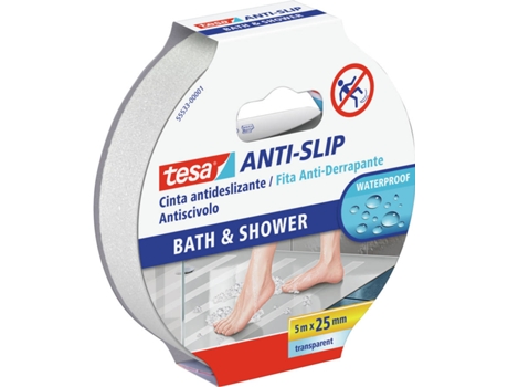 Fita Adesiva TESA Antiderrapante p/ Banho Transparente (25mm x 5m)