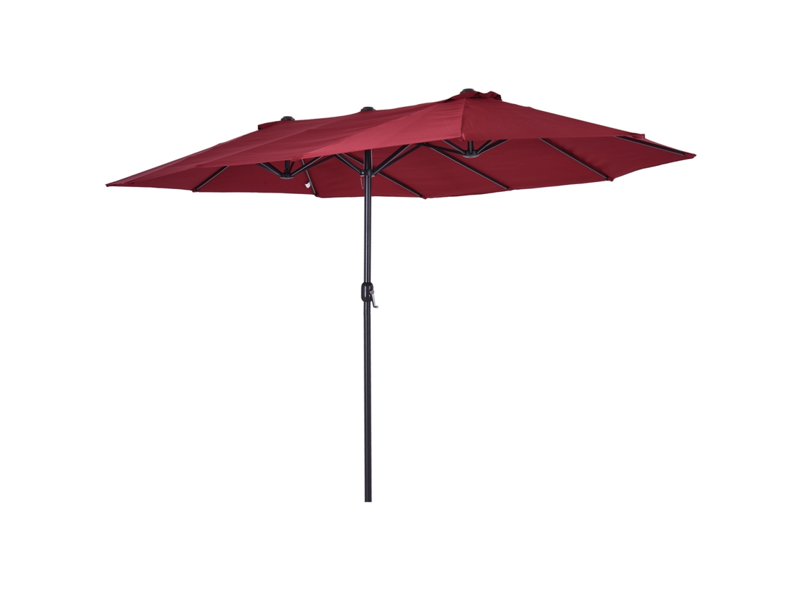 Chapéu De Sol Duplo 4,55x2,65x2,38 M De De Jardim Com Manivela Manual Com Proteção Solar Uv Vinho