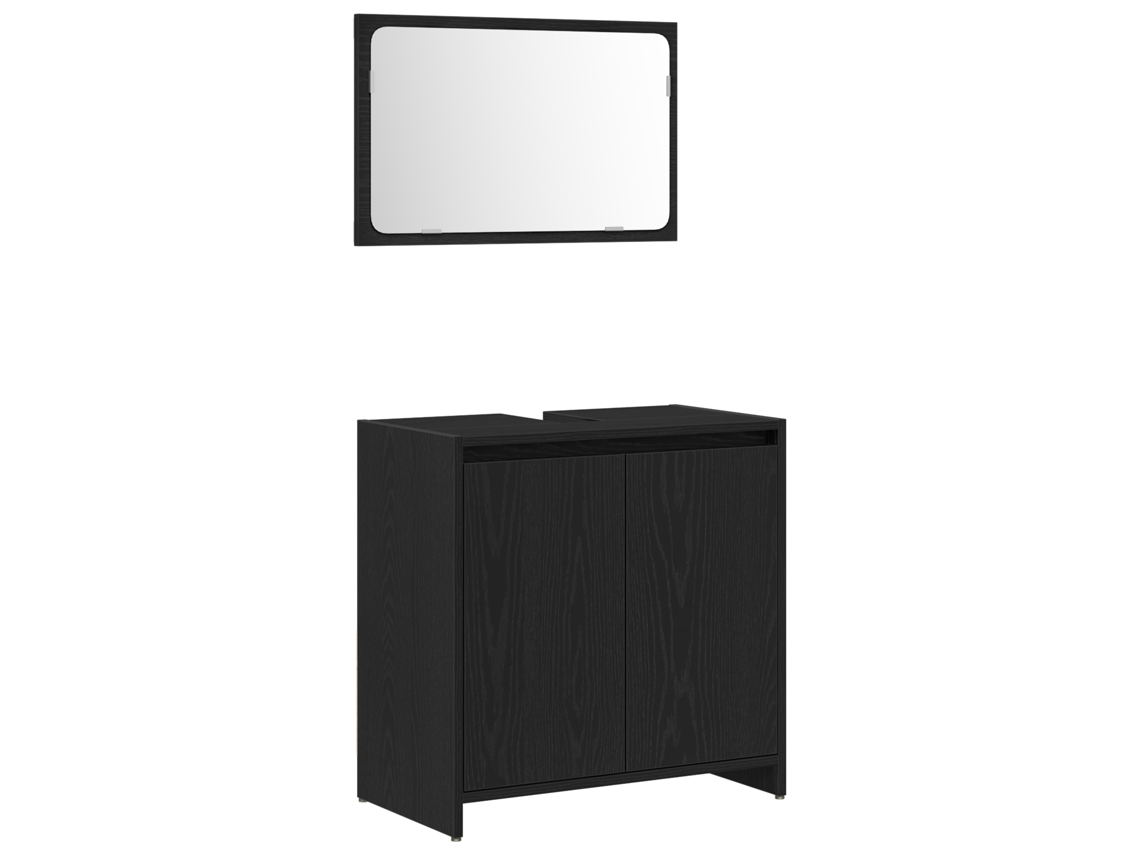 Conjunto 1 Armário De Banheiro Vidaxl Preto Derivados De Madeira (60 X 33 X 60 Cm)