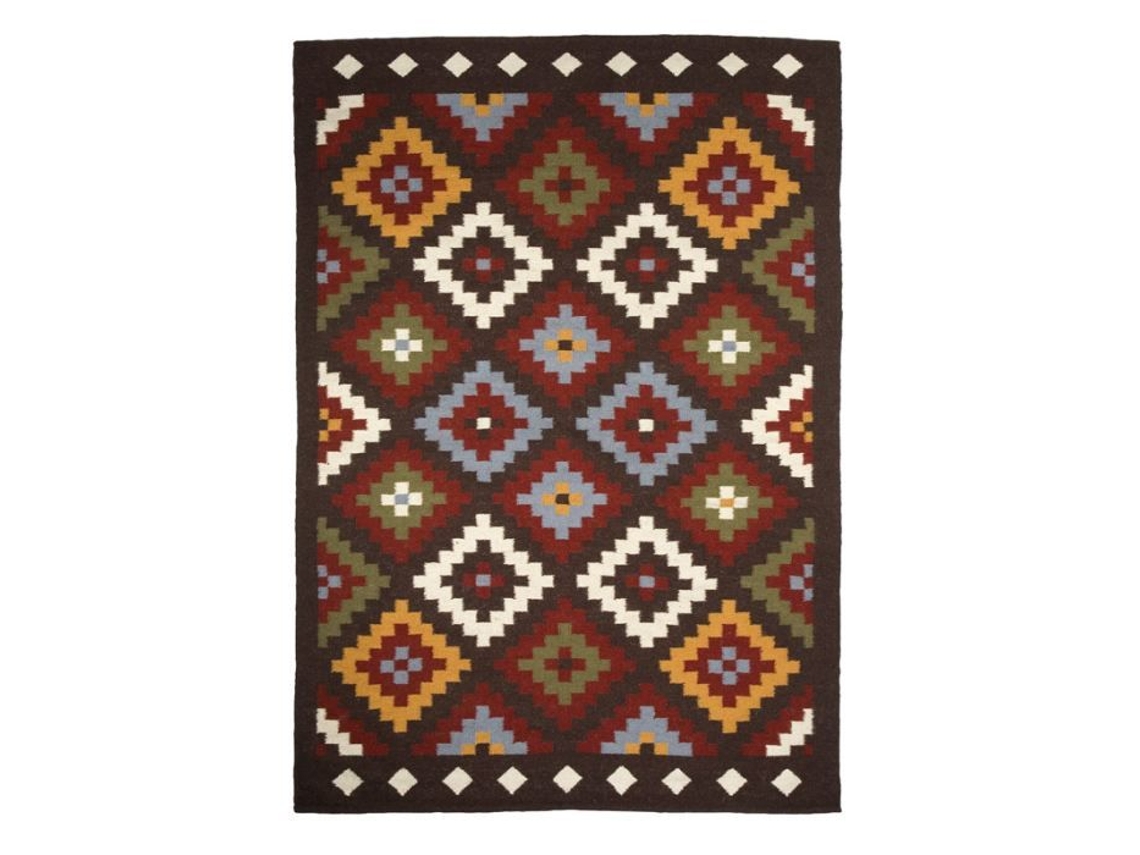 Tapete De Lã Com Padrões Astecas Marrom 160x230