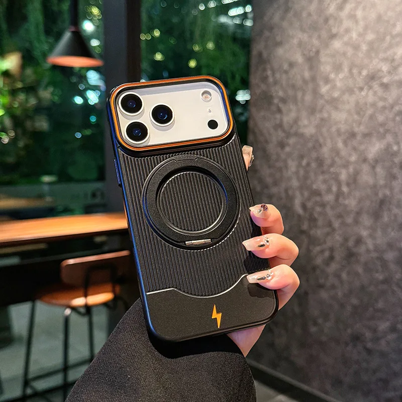 (preto, Iphone Air) Capa Para Celular Com Suporte De Anel Giratório 360° E Faixa Magnética Para Carregamento Sem Fio.