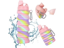 Garrafa De Silicone Plegável Sem Bpa, Resistente À Altas Temperaturas, Portátil Para Esportes E Viagens