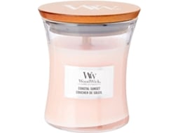 Vela Aromática Woodwick Pôr Do Sol Modelo Pequeno Rosa Interior