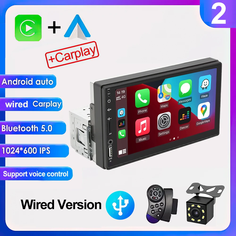 Sistema Multimídia Automotivo Single Din (com Fio - 8 Leds), Tela Ips De 7 Polegadas, Espelhamento De Rádio Fm.