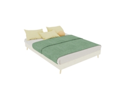 Estrutura Cama Minimalista 140x200 Cm Veludo Holandês Bege, Base Baixa Moderna (sem Elevador Hidráulico/cabeceira/colchão)