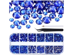 2000 Cristais de Rhinestones Planos 6 Tamanhos Redondos com Ferramentas (1.5 6 Mm)