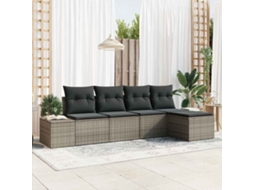 Vidaxl Conjunto De Sofá De Jardim 5 Unid. Cinzeto Vime Pe