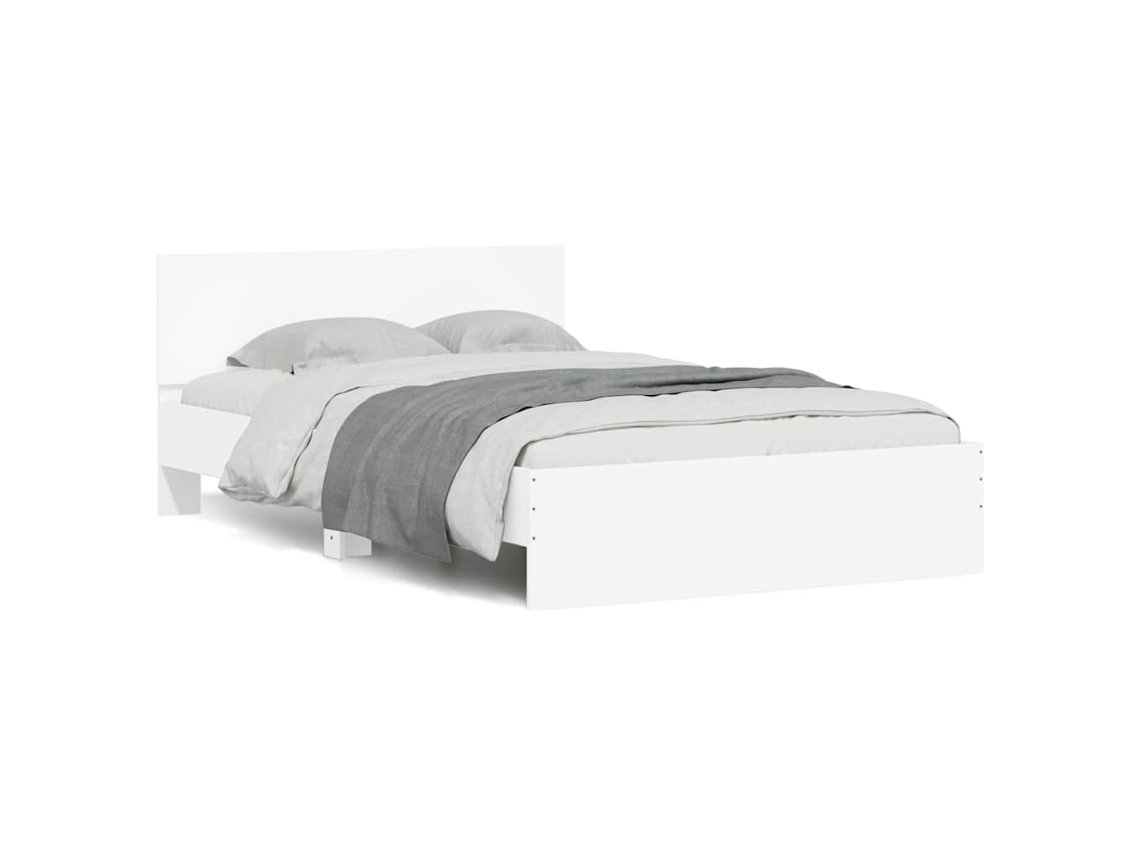 Vidaxl Estrutura de Cama com Cabeceira e Luzes Led 140x200 Cm Branco