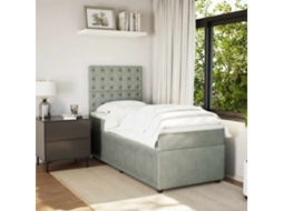 Vidaxl Cama Com Molas/colchão 80x200 Cm Veludo Cinza-claro