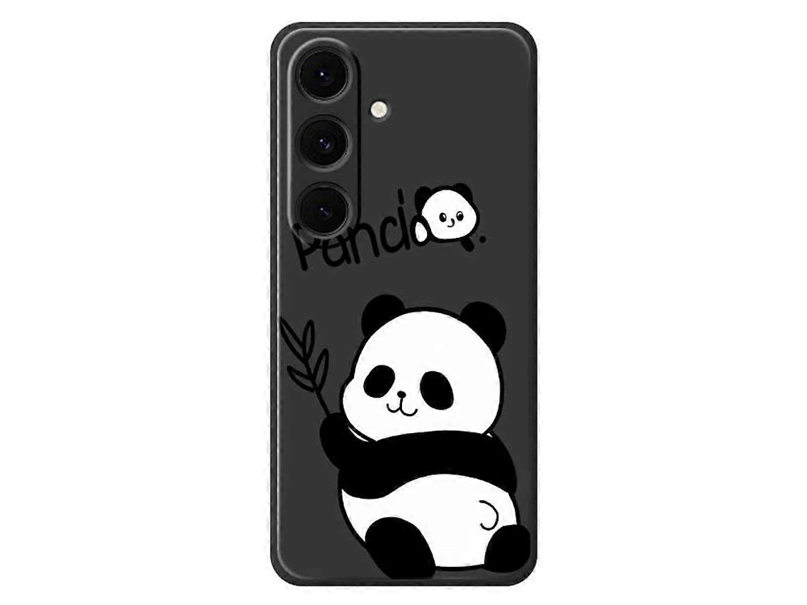 Capa Tkdaddy Para Samsung Galaxy S24 Fe Com Estampa De Panda E Bordas Retas Em Tpu, Preta