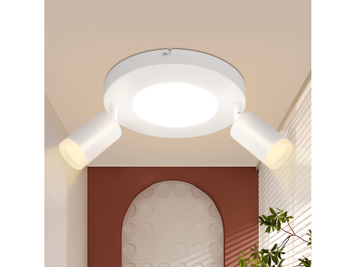 Nettlife Candeeiro De Teto Com 2 Focosâmpadas Gu10 20 W Orientáveis A 350° Branco Quente 3000 K, Sem Lâmpada Incluída, Em Metal, Uso Diário