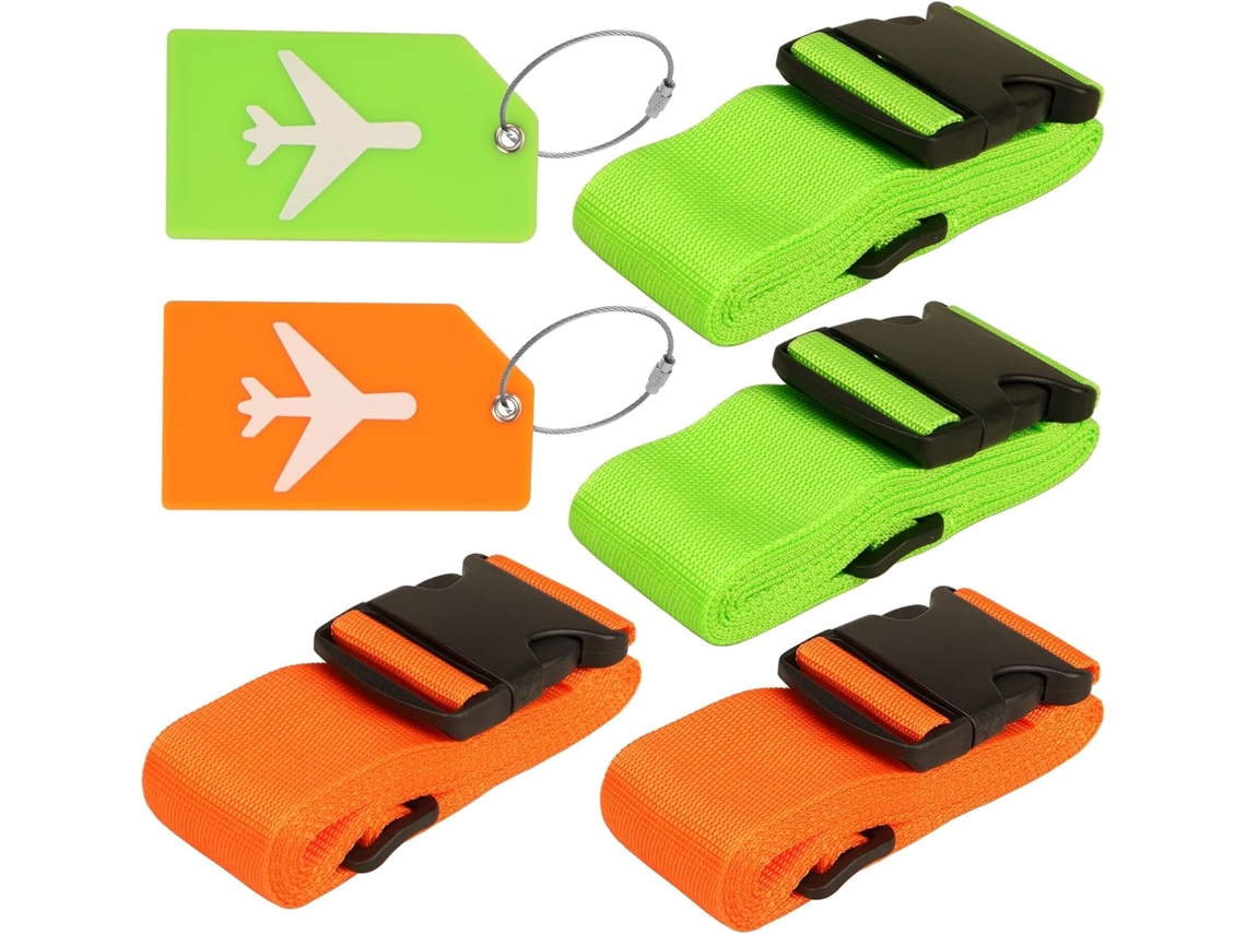 Cinto De Bagagem Ajustável, Laranja, Com Fivela Resistente Para Malas De Viagem Elysve