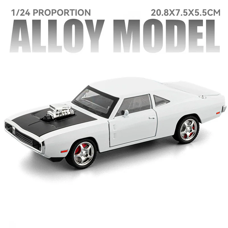 (charger Branco) Escala 1:24 - Miniatura De Carro Esportivo Em Liga Metálica - Som E Luz