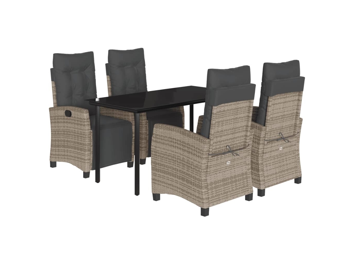 Maison Exclusive - 5 Pcs Conjunto De Jantar P/ Jardim C/ Almofadões Vime Pe Cinza