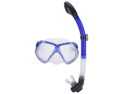 Máscara de Mergulho Profissional com Armação Ampla, Antiembaçante, para Natação, Snorkeling, com Tubo de Respiração Totalmente Seco, Azul AQUAFORGE