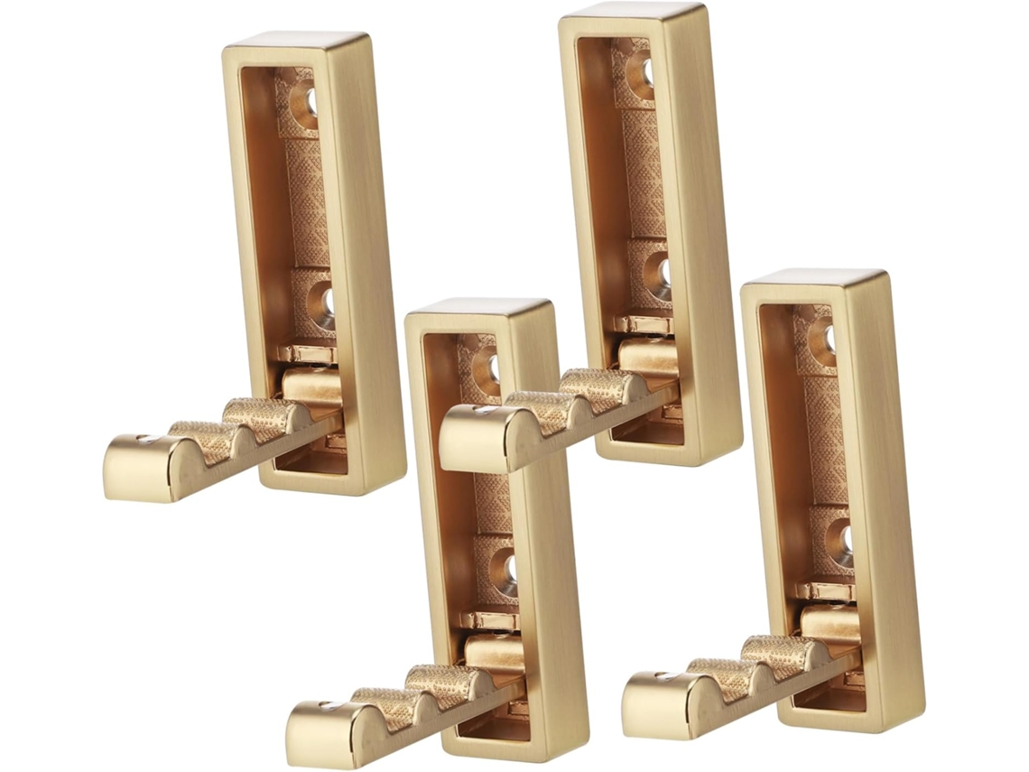 Conjunto De 4 Ganchos Dobráveis, Design Elegante Em Dourado, Fixação N