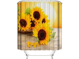Cortina De Baño Girasol Impermeable Tela De Poliéster 72x72 Pulgadas Com 12 Ganchos Para Decoração De Banheiro Presente