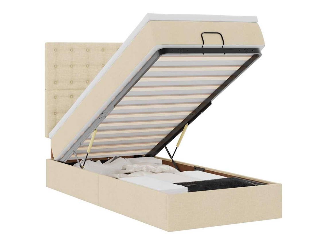 Cama Otomana com Colchão 100x200 Cm Tecido Creme MAISON EXCLUSIVE