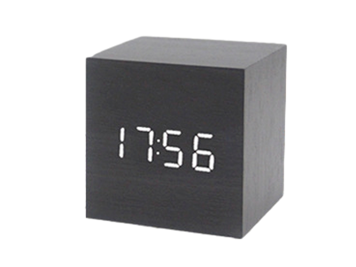 Despertador Digital Led Duplo Alarme Madeira Pequeno Cubo NEVEANCE