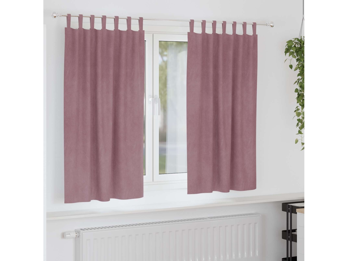 Vidaxl Cortinas Opacas 2 Unid. Rosa Escuro 140 X 175 Cm Veludo