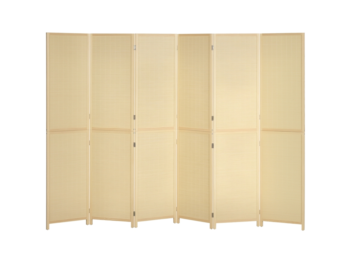 Biombo de Bambu, 6 Painéis, 270 X 180 Cm, Divisória de Ambientes, Divisória Dobrável Cor Natural CHEZMOI