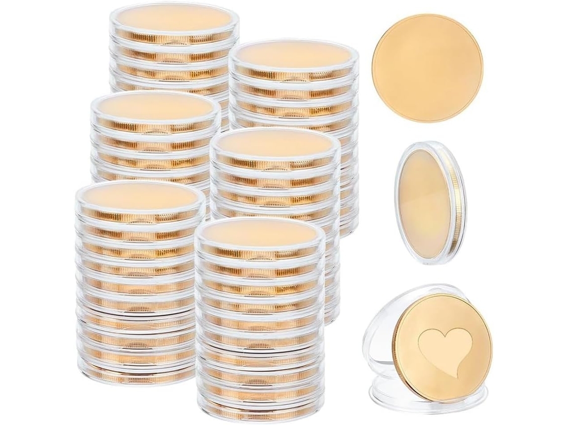 60 Moedas Em Branco Graváveis, Metal Estampado, 40 Mm/1,57 Polegadas, Etiquetas