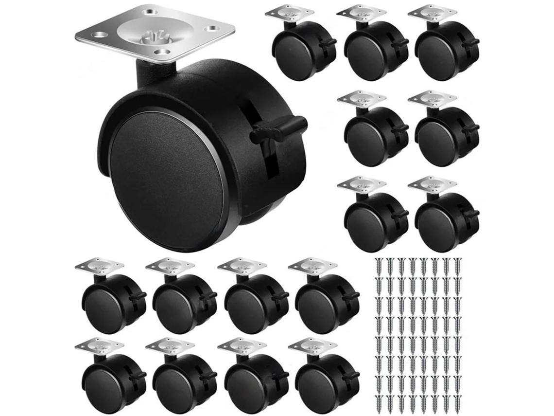 Conjunto De 4 Rodízios Giratórios Para Mesa E Móveis Com Freio, 1,5/2