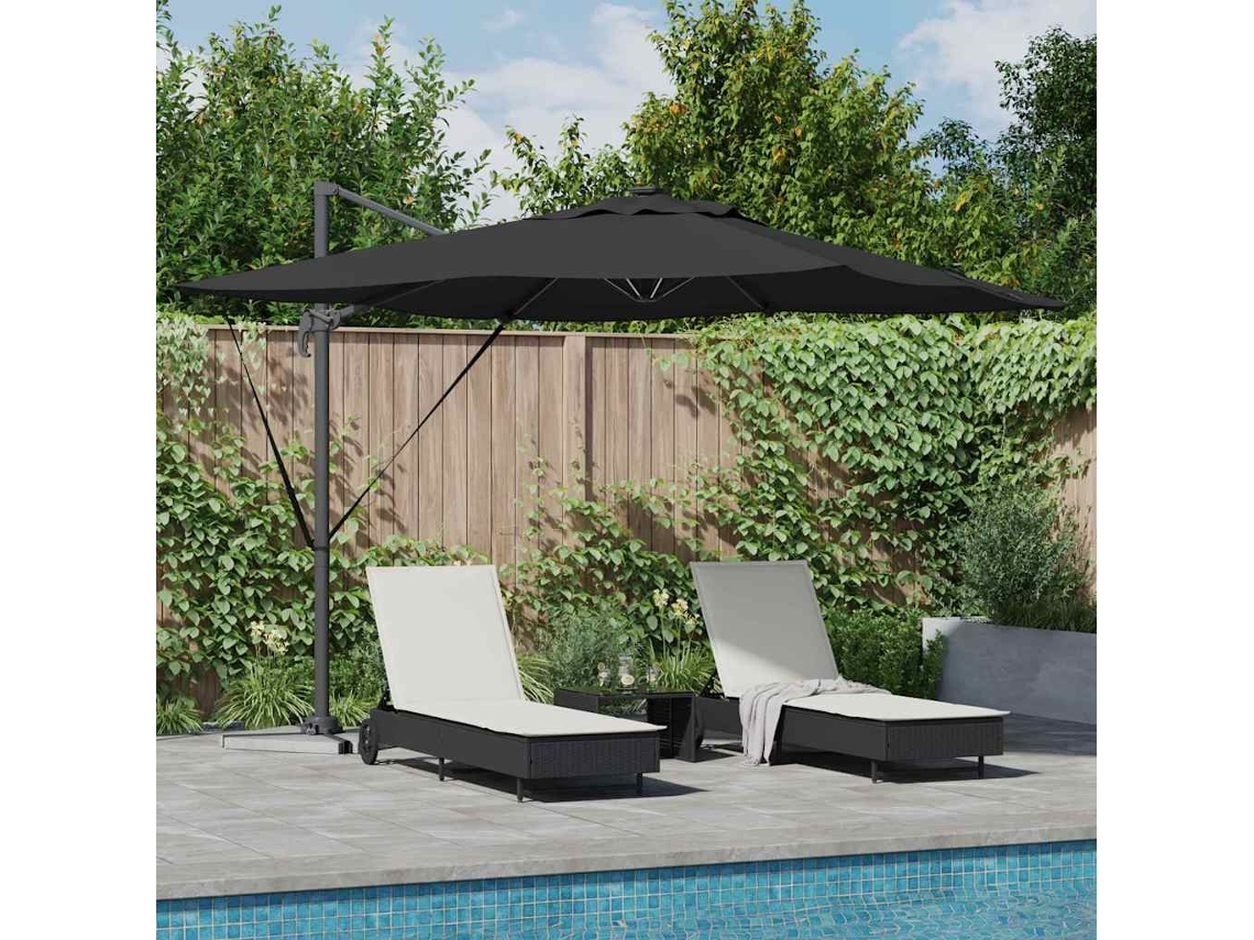 Vidaxl Guarda-sol Preto 286 X 284 X 270 Cm Alumínio E Poliéster