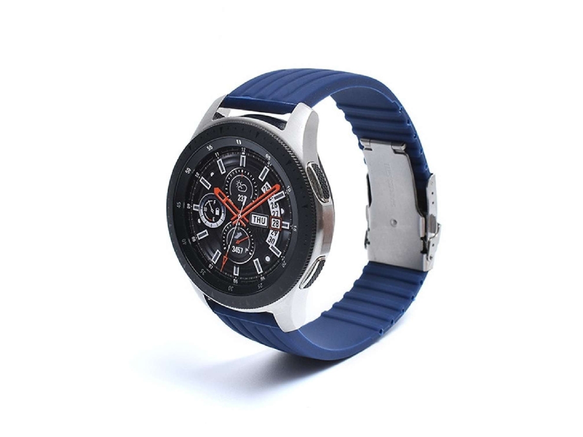 Bracelete Silicone Stripe Adaptável Samsung Gear S2 Classic Azul Escuro