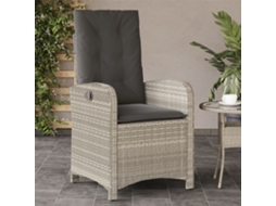 Vidaxl Cadeira Jardim Reclinável Com Almofadões Vime Pe Cinzento Claro